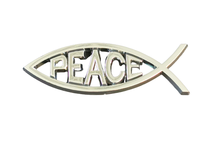 Autocollant Ichtus PEACE Argenté 14x4.5xEp1.6cm