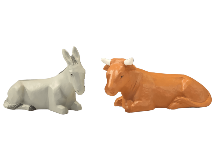 Ane et Boeuf pour Crèche 20cm polychrome- Pierreline