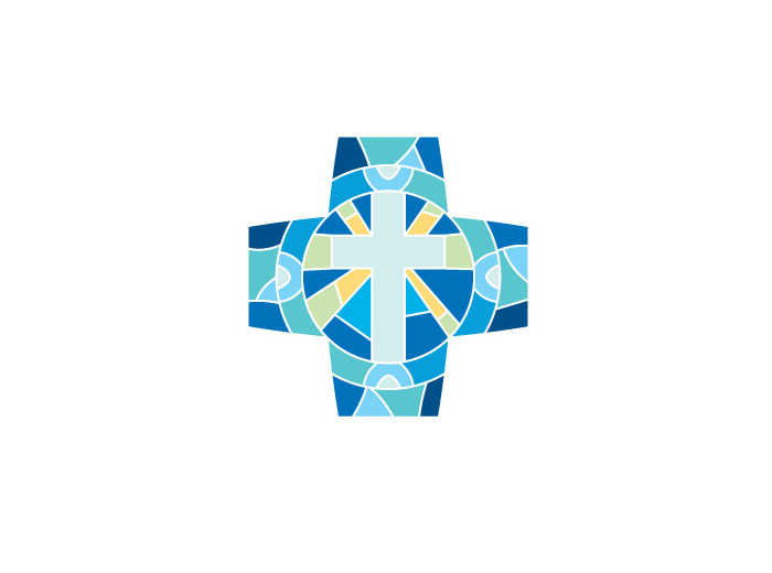 Croix Résurrection bleue 9x9cm