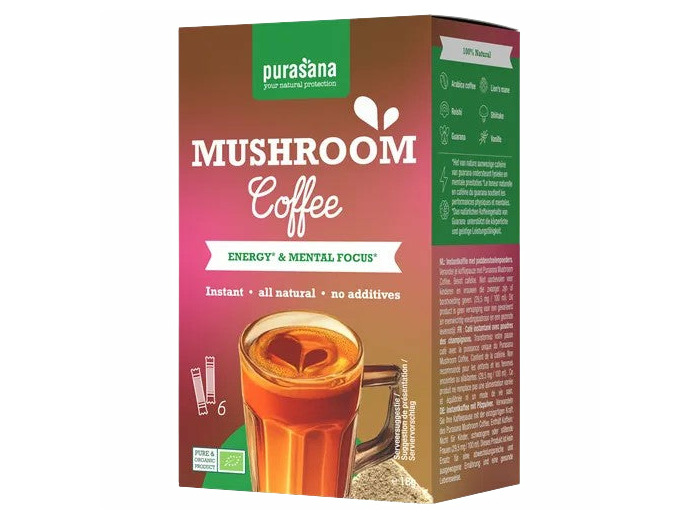 Mushroom Coffee-6 sticks-Purasana – Énergie et Clarté Mentale Bio
