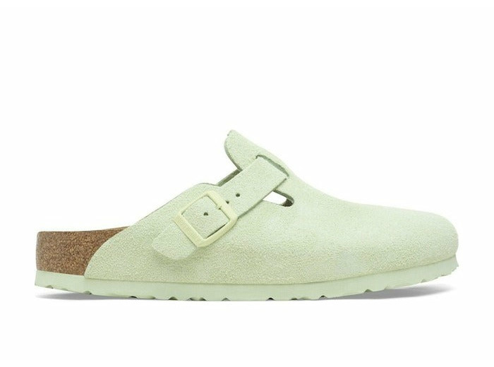 Birkenstock Boston Soft Footbed Suede Faded Lime
