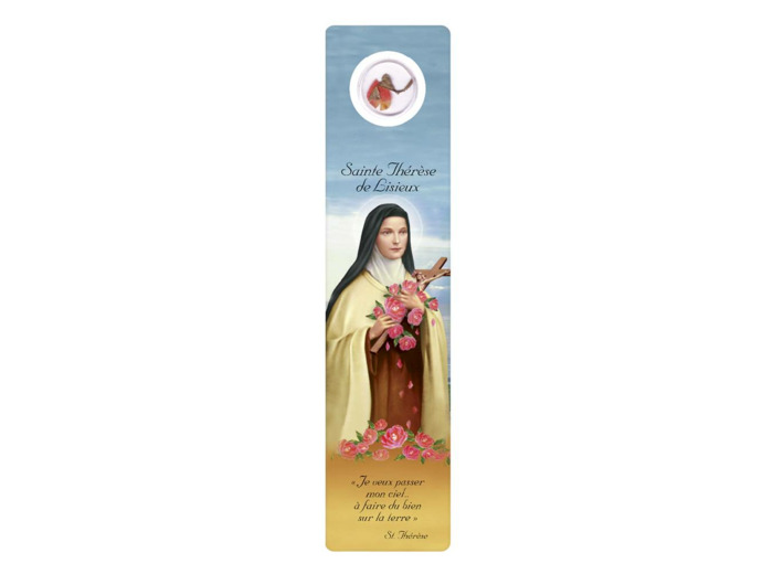 Signet plastifié avec médaille -STE THERESE- italien