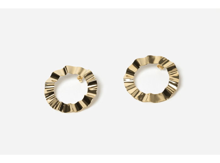 Boucles d'oreilles Kelli dorées, ondulées à la main