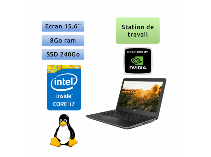 HP Zbook 15 G3 - Linux - i7 8Go 240Go SSD - 15.6 - Webcam - M600M - Station de Travail Mobile PC Ordinateur