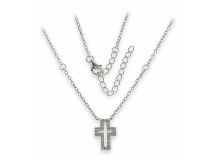 Collier en Argent 925 avec croix ajourée Zirconiums