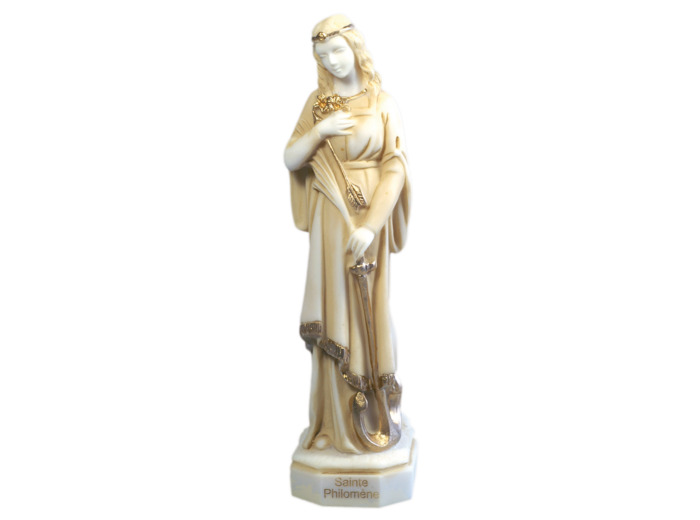 Ste Philomène - Statue en albâtre 22cm -Beige et Or