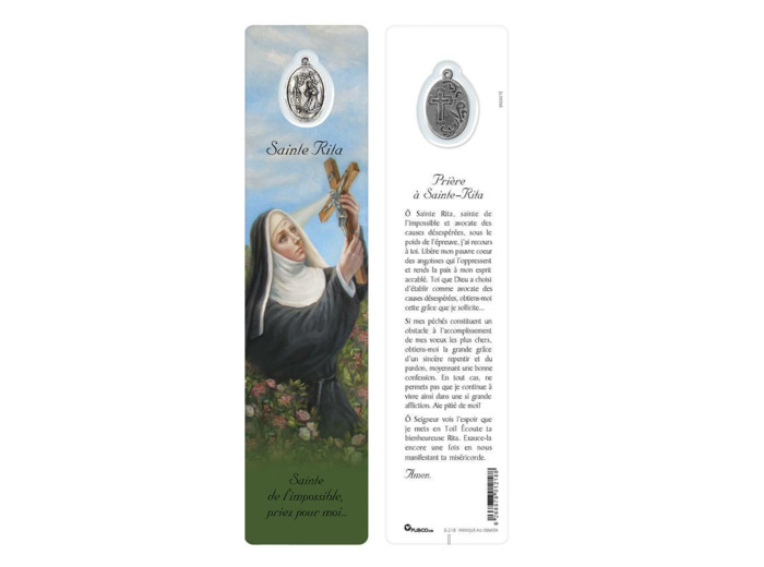 Signet plastifié avec médaille- STE RITA