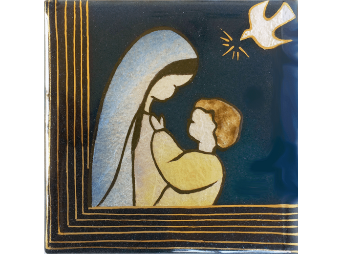 Vierge à la fenêtre 8,1X8,1cm - EMAUX DU LIBAN