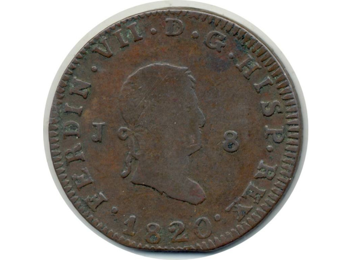 ESPAGNE 8 MARAVEDIS 1820 JA FERDINAND VII TB+ (W491)