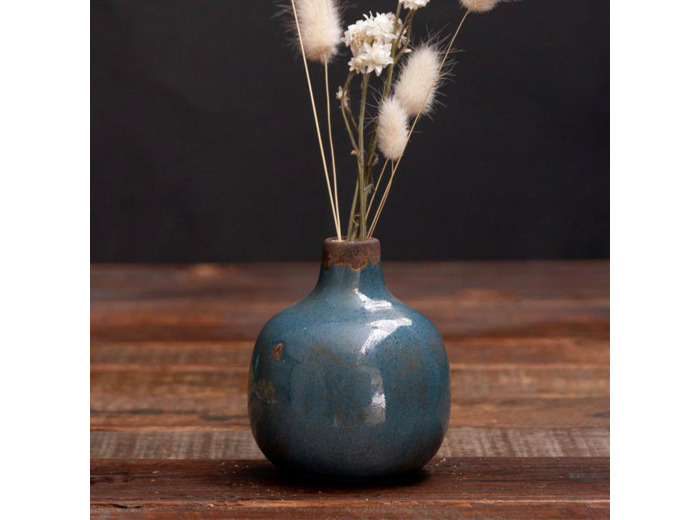 Vase Soliflore Céramique gris bleu 10x9cm