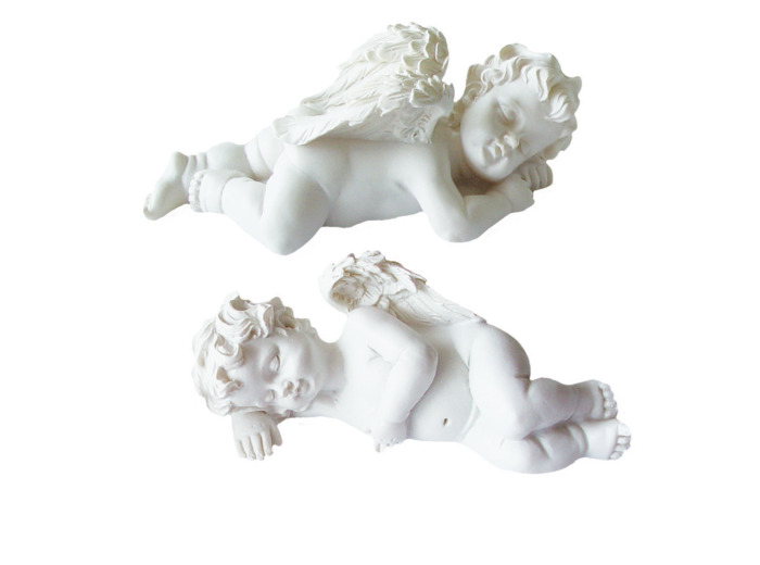 Statue en Résine 5x12cm - LOT DE 2 ANGES ENDORMIS