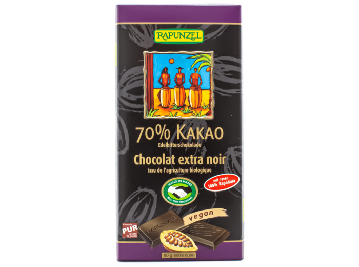 Tablette de Chocolat Extra Noir 70% de Cacao Bio 80g