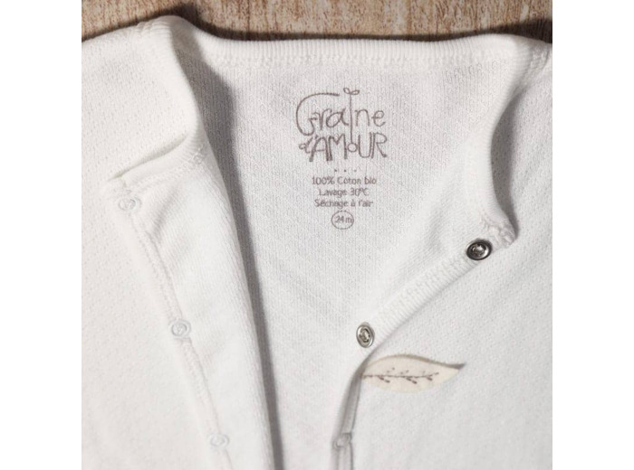 Pyjama Sans Pied Maille Ajourée En Coton Bio