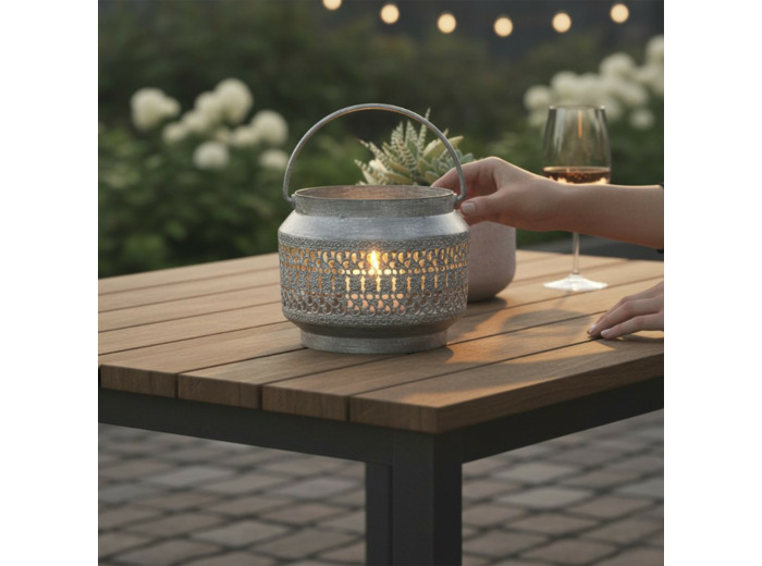 Photophore fer patiné 15x10x12cm