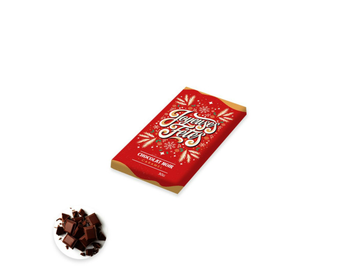 Tablette Chocolat Noir Caramel Joyeuses Fêtes Noël