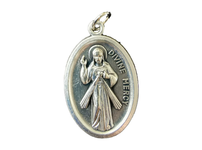 Médaille 22mm Ovale en métal argenté - CHRIST MISERICORDIEUX