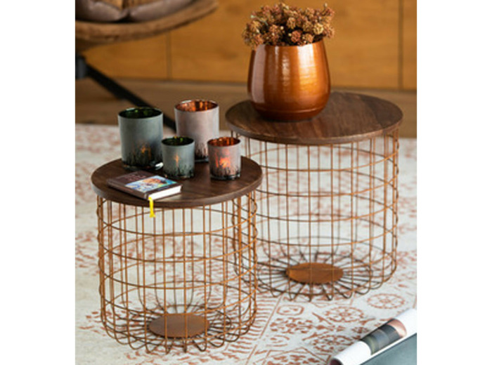 Ensemble 3 tables gigognes panier 48x47cm