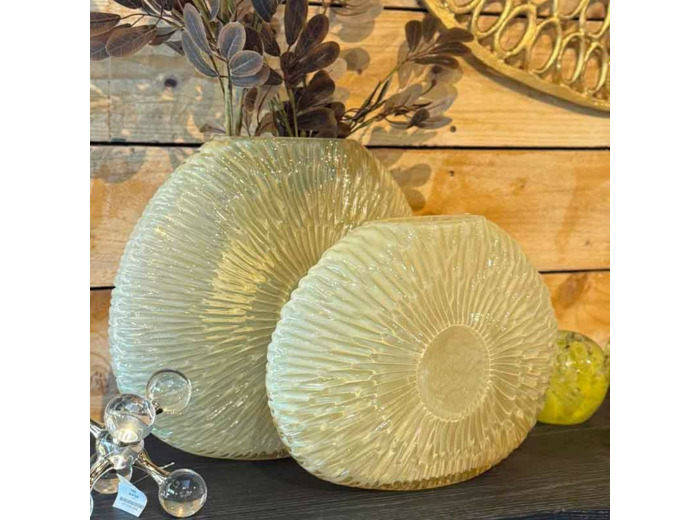 Vase Concha verre jaune 24x10x33cm