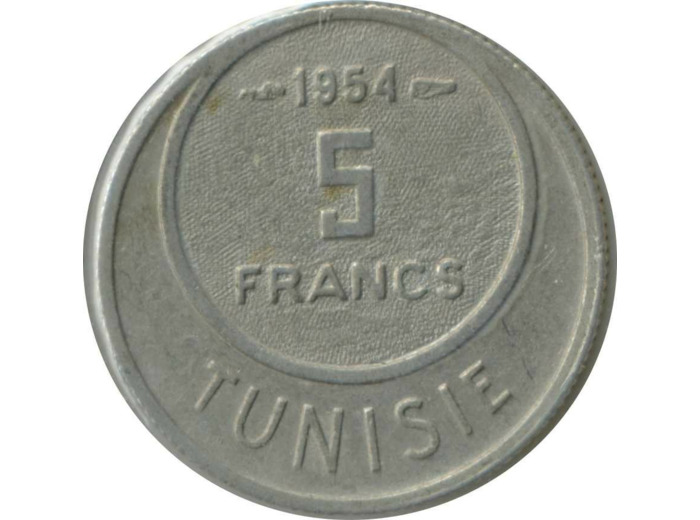 TUNISIE 5 FRANCS 1954 TTB