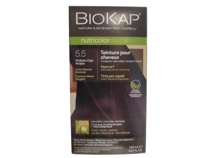 Coloration Nutricolor Delicato 5.5 Châtain Clair Acajou-140 ml-Biokap