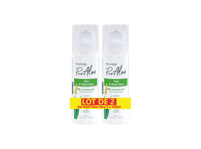 Lot de 2 Gel natif Aloe Vera tube airless 2 x 250ml
