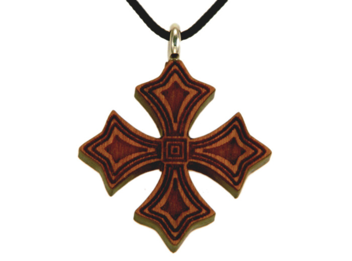 Croix en Bois d'Erable Vernis 2,8cm avec Cordon - 2 TONS MALTE