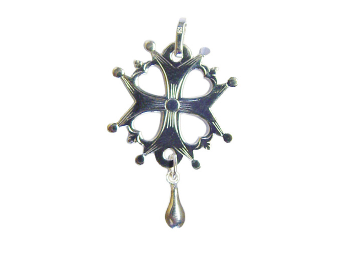 Croix Huguenote en Argent 925 23mm Larme