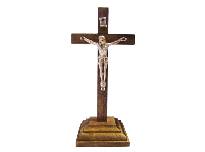 Crucifix en Bois 17cm et Christ en Métal Bronzé