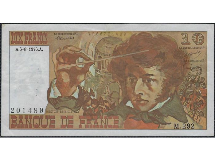 FRANCE 10 FRANCS BERLIOZ 5-8-1976 M.292 TTB+