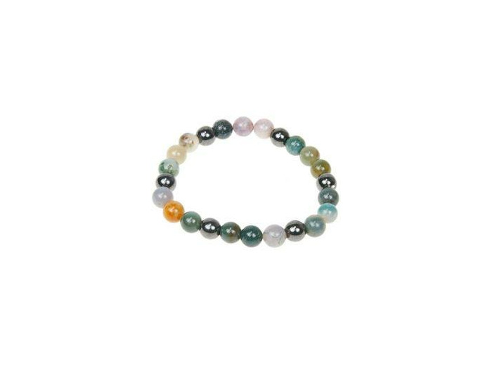 Bracelet en hématite aimantée et agate multicolore 8 mm (Chance)