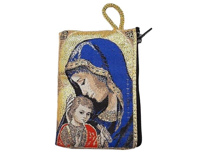 Etuis à Chapelet 7x10cm - VIERGE A L'ENFANT BLEUE