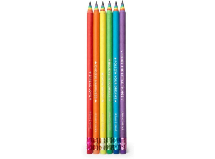 Legami - Lot de 6 crayons HB en papier recyclé arc-en-ciel