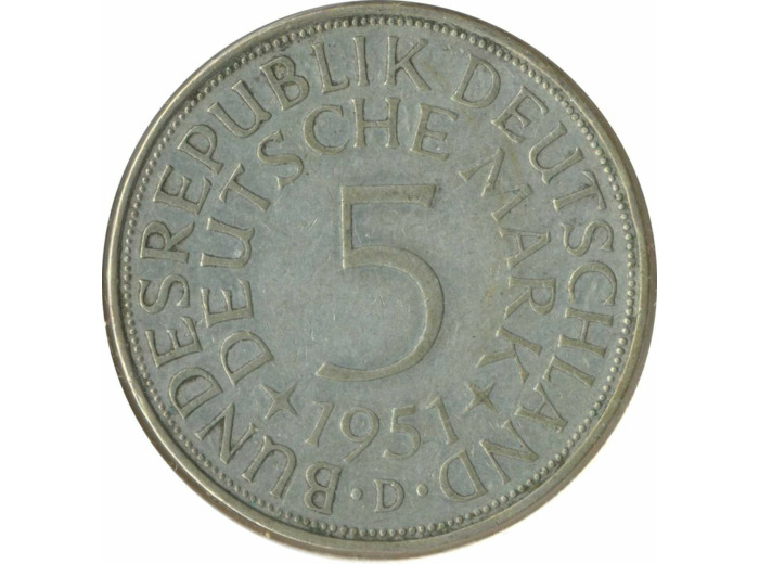 ALLEMAGNE 5 MARK 1951 D TTB