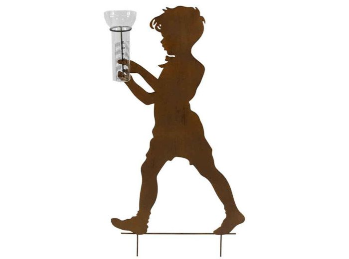 Pluviomètre Garnement acier rouille 38x6x79cm