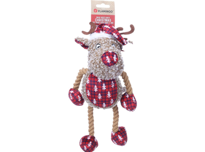 PELUCHE DE NOEL RENNE AVEC CORDE