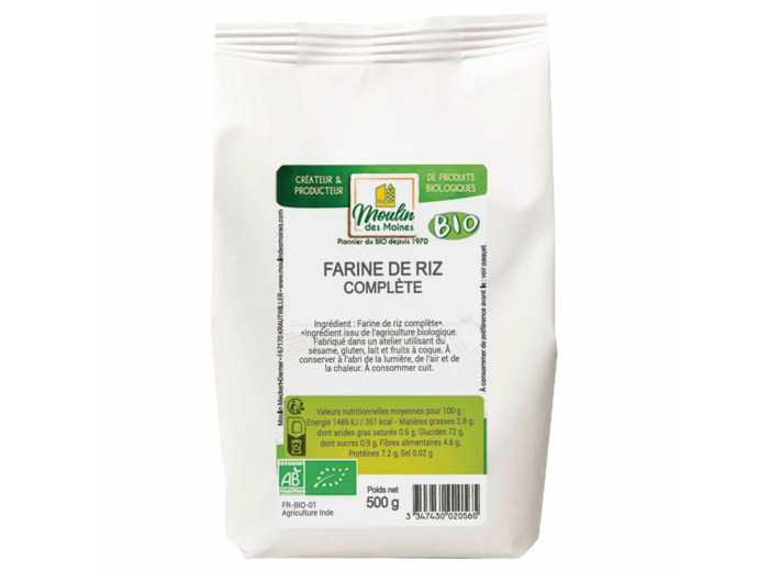 Farine de Riz complète Bio-500g-Moulin des Moines