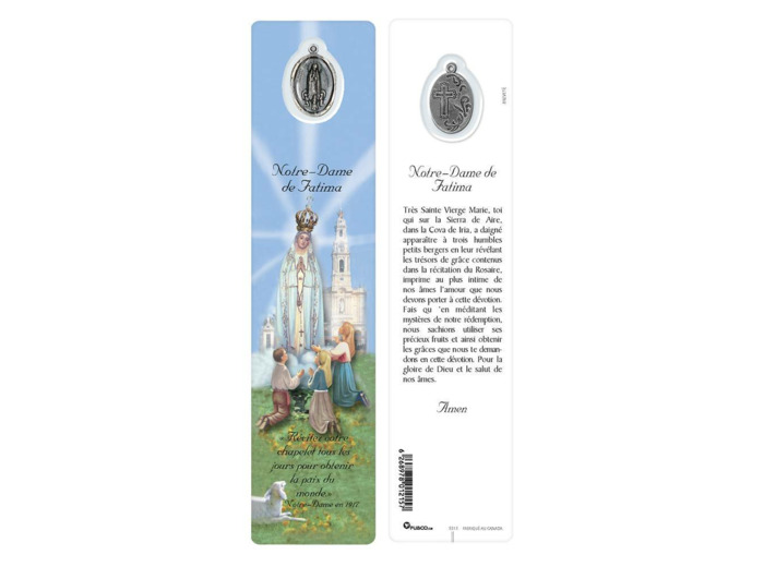 Signet plastifié avec médaille VIERGE DE FATIMA-100e anniversaire app