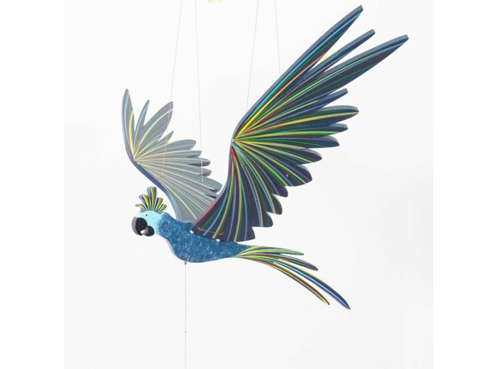 Mobile artisanal en bois - Perruche à crête