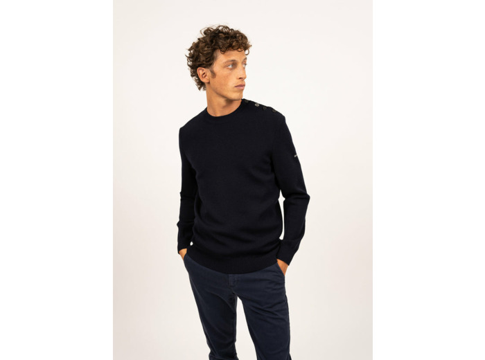 Pull marin uni Dinan 100% laine Saint James