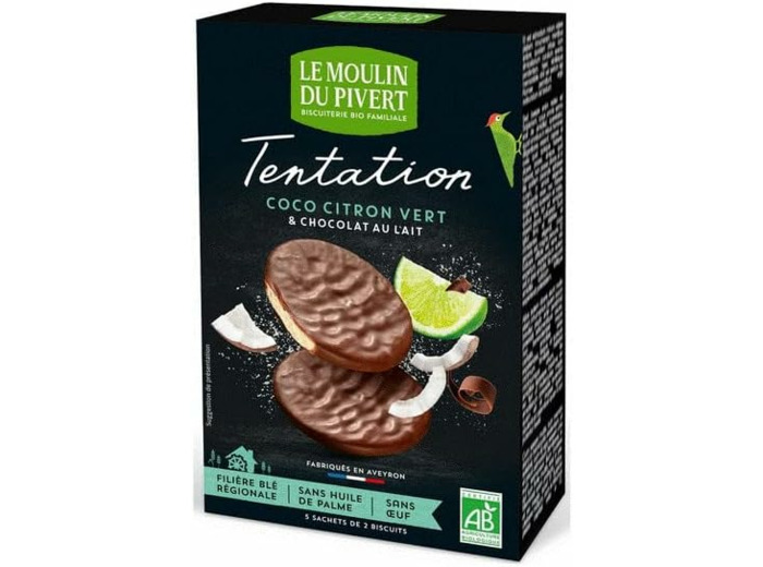 Biscuit nappe coco citron Tentation 110g Moulin du Pivert