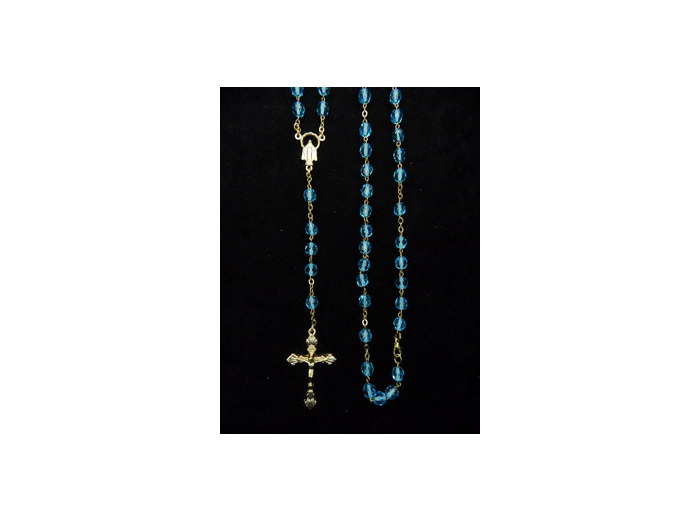 Chapelet semi-cristal chaine DOREE+ FERMOIR -grain 6mm- TURQUOISE