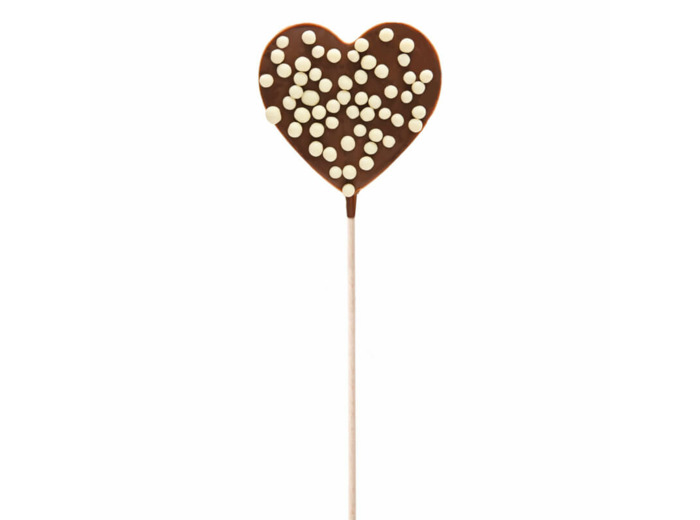 Sucette Coeur Chocolat Lait Perles Crispy - 40G