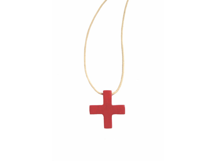 Croix pendentif teintée rouge 25mm