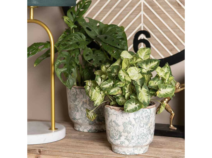 Pot de fleurs vert céramique 21x21x20cm