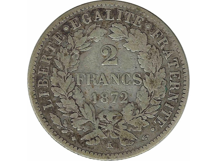 FRANCE 2 FRANCS CERES 1872 K (Bordeaux) TB+