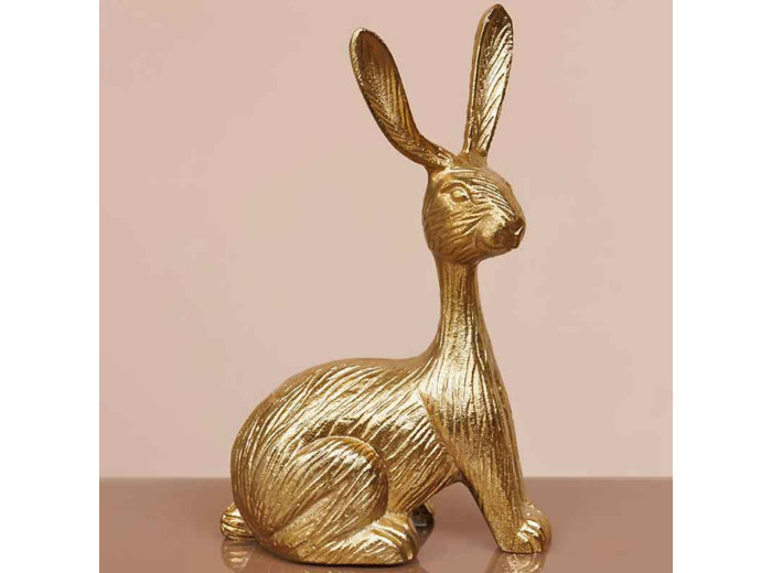 Décoration Pierre lapin laiton 25x10x15cm