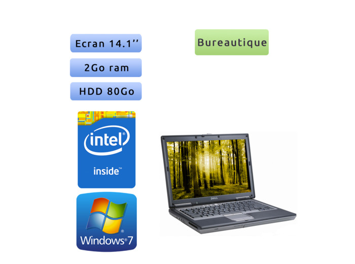 Dell Latitude D620 - Windows 7 - CD 2GB 80GB - 14.1 - Ordinateur Portable PC