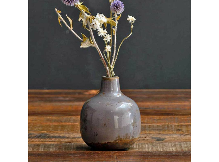 Vase en Céramique Parme à Émail Réactif 10x9cm