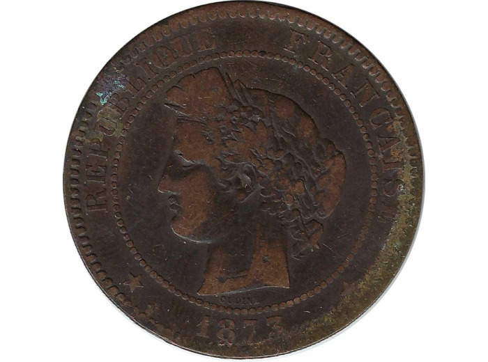 FRANCE 10 CENTIMES CERES 1873 K (Bordeaux) TB+ (taches)
