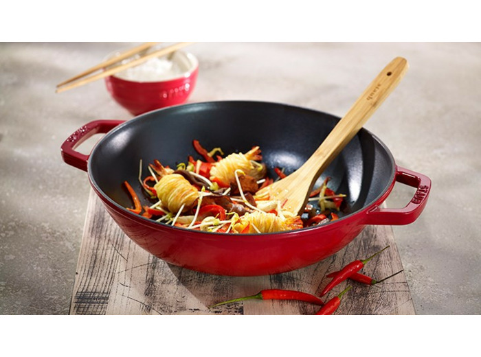 WOK EN FONTE 30 CM ROUGE